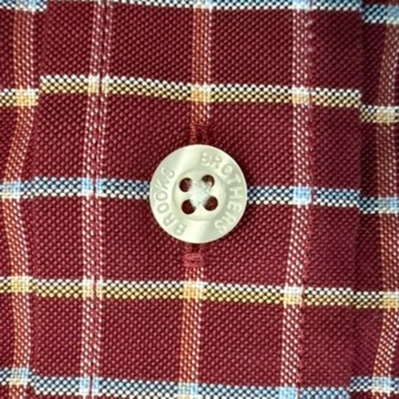 Brooks Brothers Burgundy Check Long Sleeve Button-Down Shirt – Size L - Picture 8 of 12